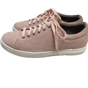 Clarks Collection Pink Suede‎ Perforated Lace Up Sneakers Women Size 8.5